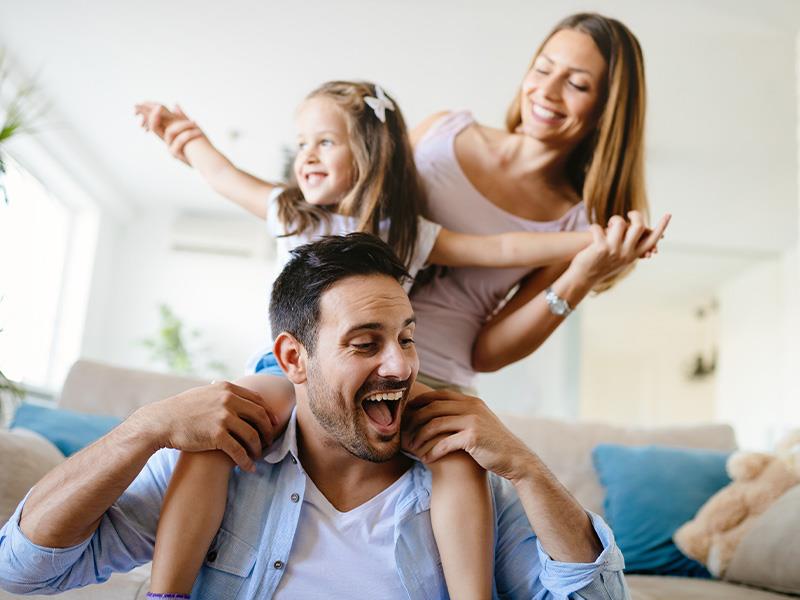 happy family laughing